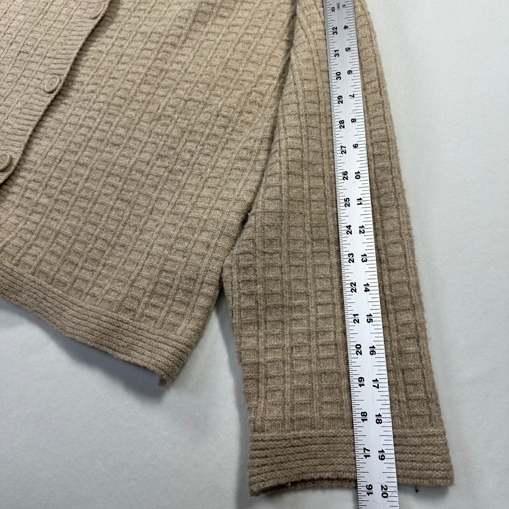 Max Studio London Textured Wool Blend Waffle Knit Cardigan Sweater XL Beige Boho - Picture 8 of 11